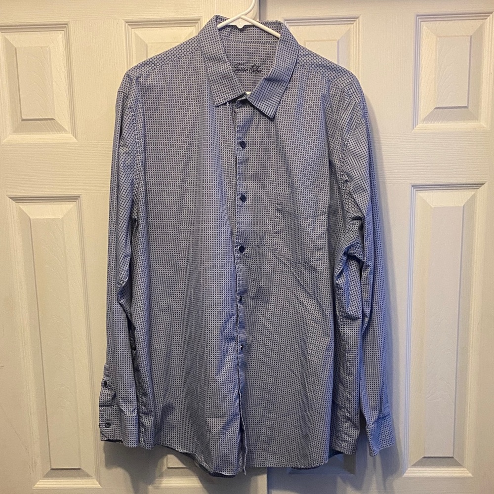 Tasso Elba Blue Gingham Button Down Shirt